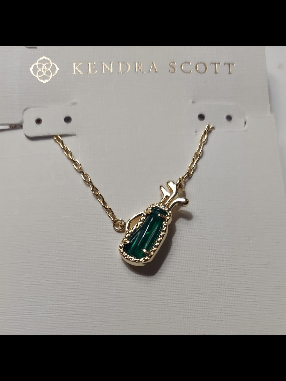 Kendra Scott Gold Necklace with Green Pendant
